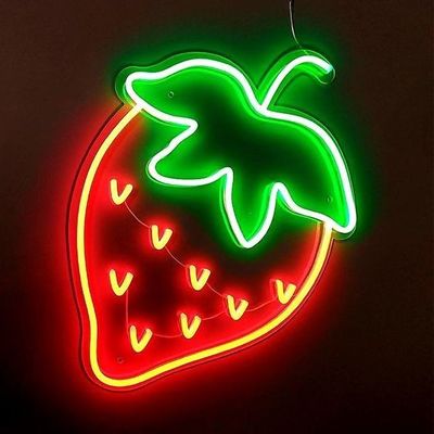 12V πλέκτης τροφοδοσίας Κόκκινη φράουλα Drop Shipping Custom Logo Neon Light Γάμος Σήμα