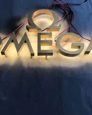 Σημαία χιονισμένου τοίχου μετάλλιο 3D LED από ανοξείδωτο χάλυβα πίσω φωτισμένο γράμμα για διαφημιστική σήμανση